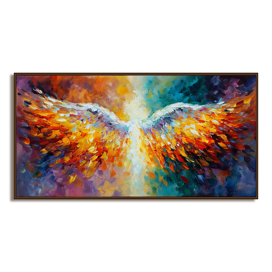 Hand - Painted Impressionist Colorful Winged Wall Art, Textured Modern Decor