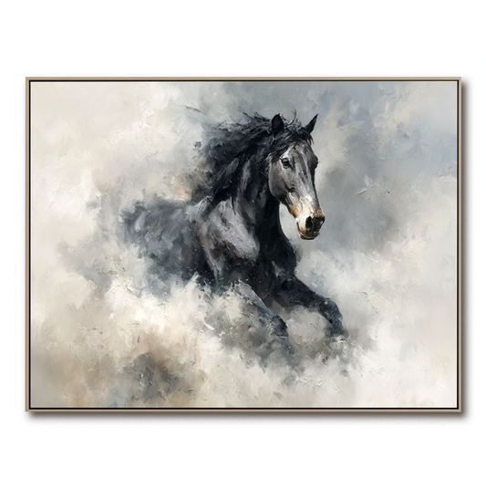 Hand - Painted Abstract Black Horse Wall Art, Dynamic Equestrian Decor for Modern Interiors