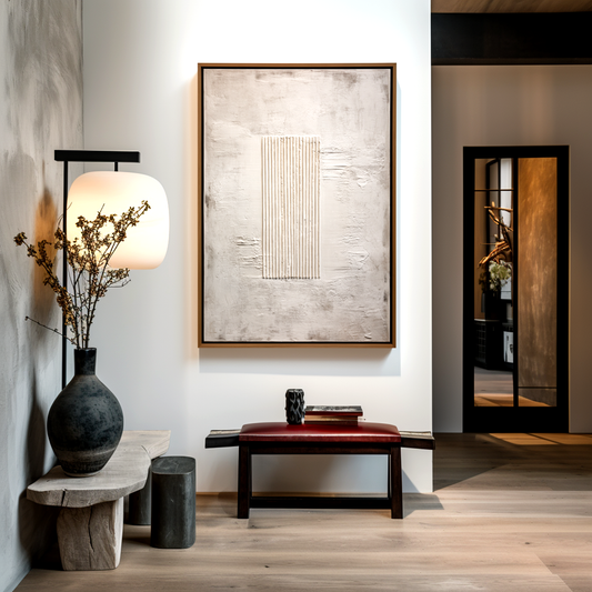 Hand - Painted 3D Textured Neutral - Toned Abstract Wall Art, Minimalist Modern Decor