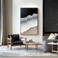 Hand - Painted Textured Black and White Coastal Wave Wall Art, Modern Decor