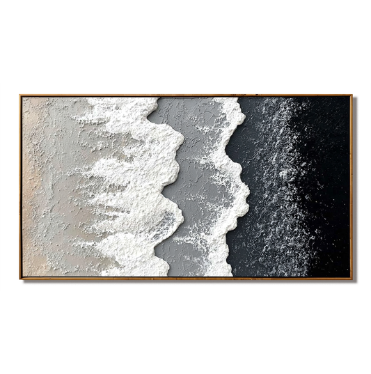 Hand - Painted Textured Abstract Coastal Wave Wall Art, Modern Decor