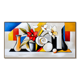 Hand - Painted Cubist Floral Still Life Wall Art, Modern Home Decor
