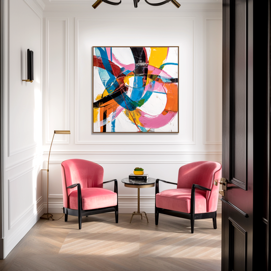 Hand - Painted Colorful Abstract Wall Art, Modern Home Decor