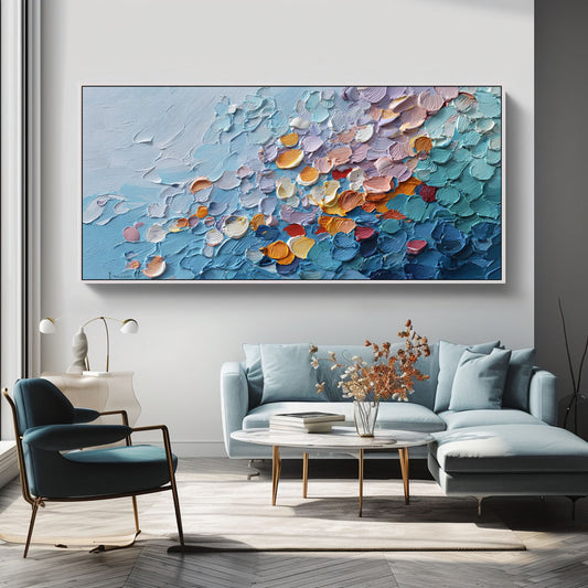 Serenity Drift – Textured Coastal Abstract Palette Knife Canvas Art, Modern Wall Décor