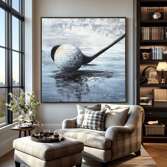 Silver Drive – Modern Textured Golf Canvas Art for Office & Sports Room Décor