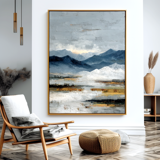 Silent Ranges — Textured Abstract Mountain Canvas Wall Art