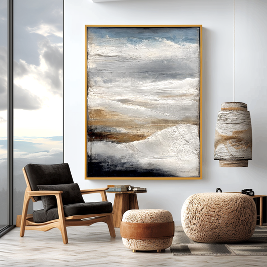 Silent Highlands — Textured Abstract Mountain Landscape Canvas Art