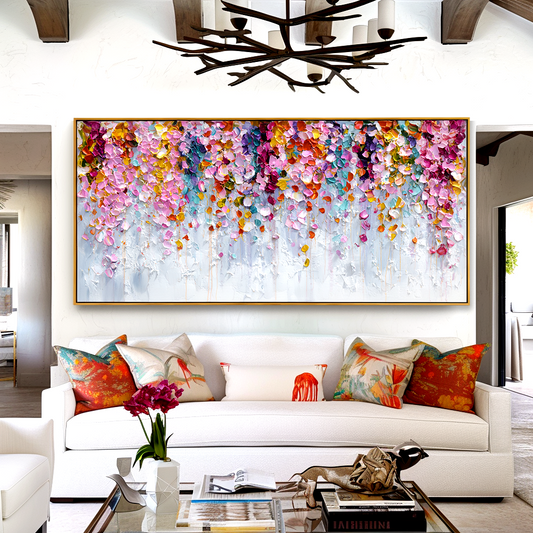Blossom Cascade — Textured Floral Abstract Wall Art