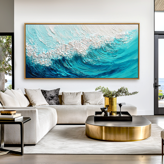 Ocean Whisper – Textured Abstract Wave Oil Painting on Canvas