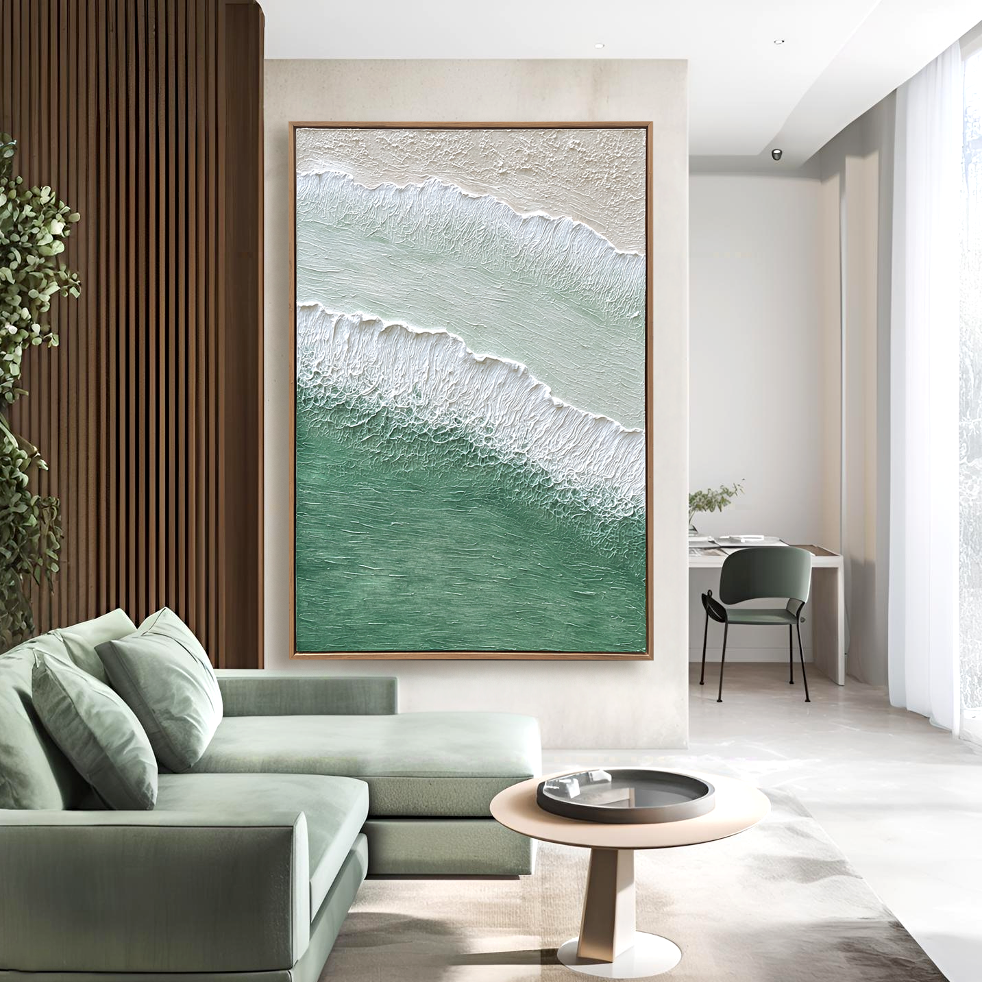 Seafoam Tide-Textured Coastal Painting