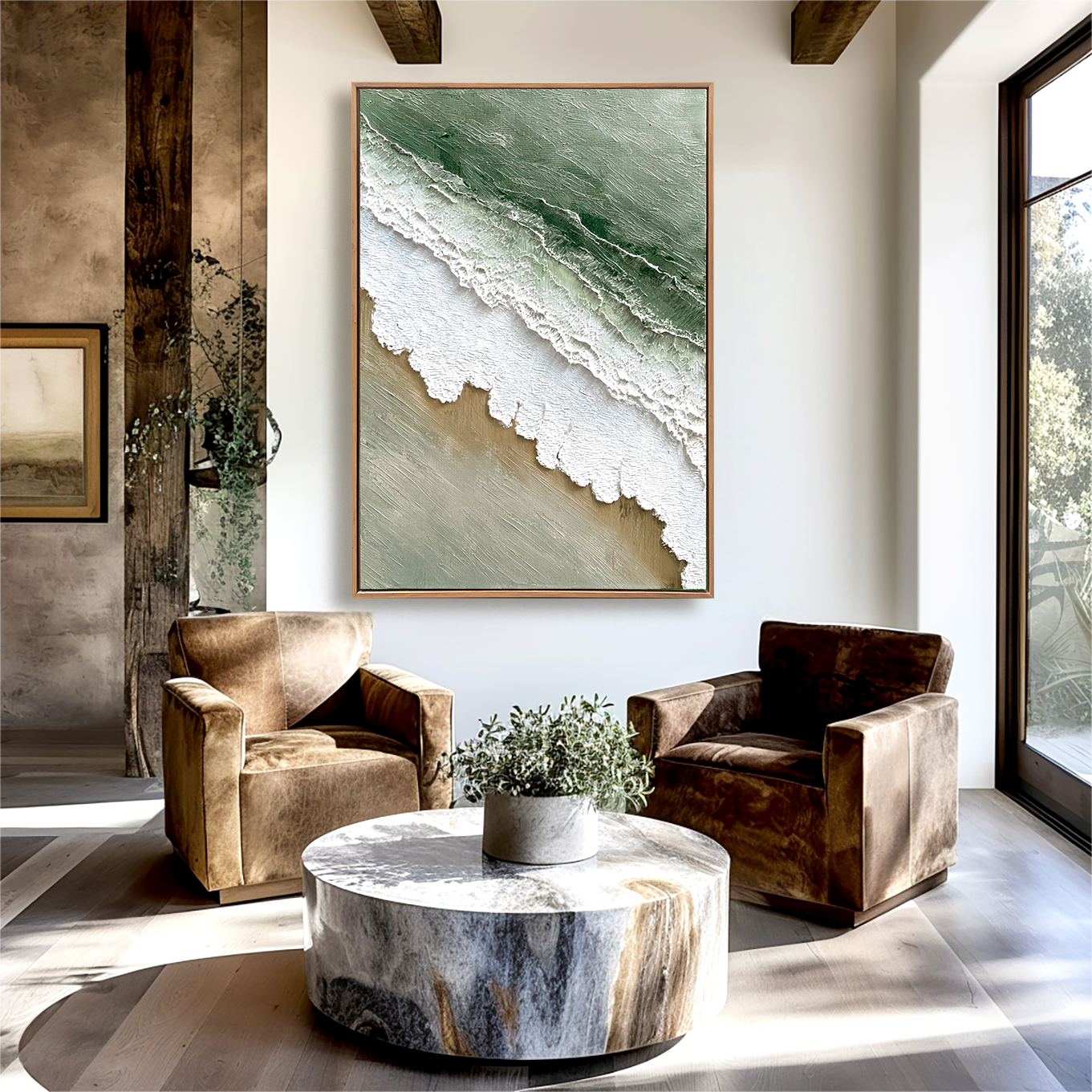 Tidal Serenity – Textured Ocean Wave Oil Painting on Canvas