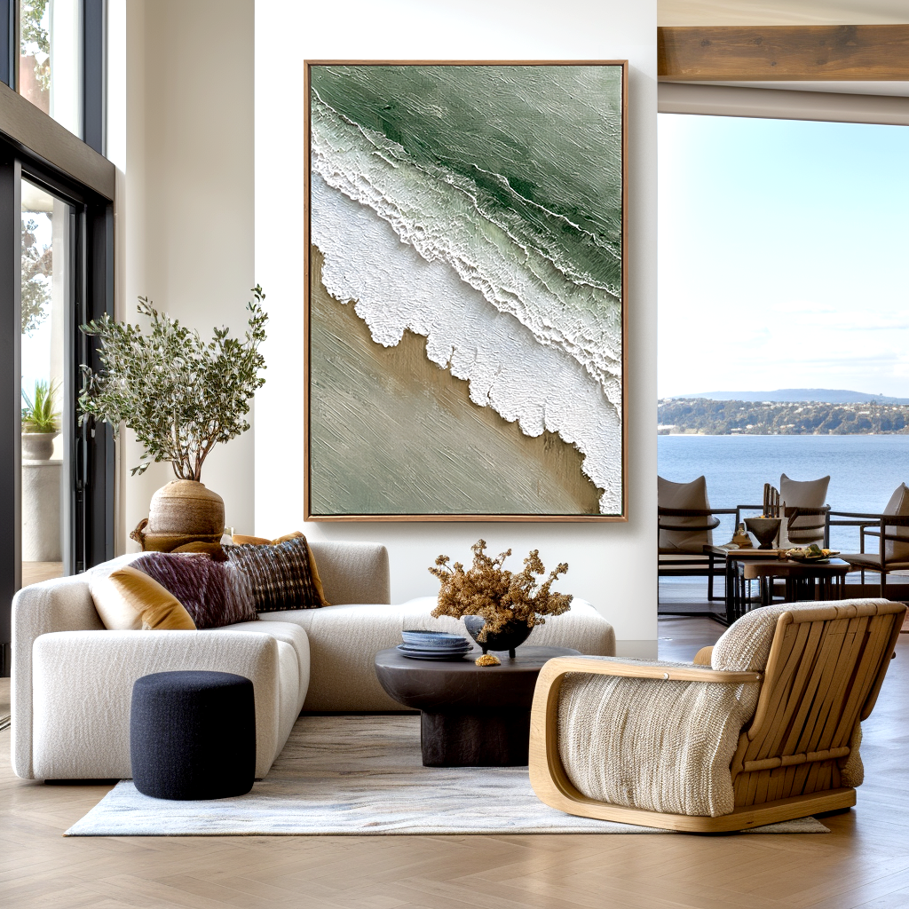 Tidal Serenity – Textured Ocean Wave Oil Painting on Canvas