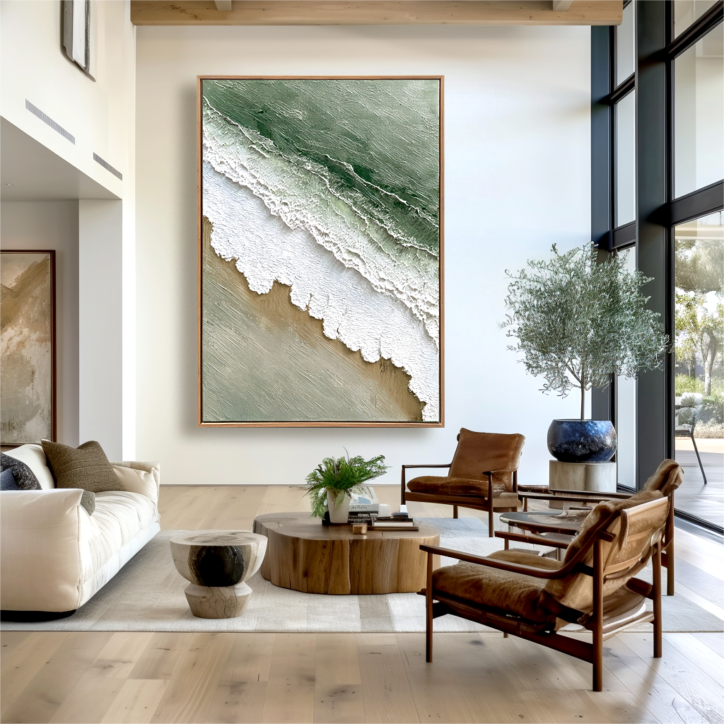 Tidal Serenity – Textured Ocean Wave Oil Painting on Canvas