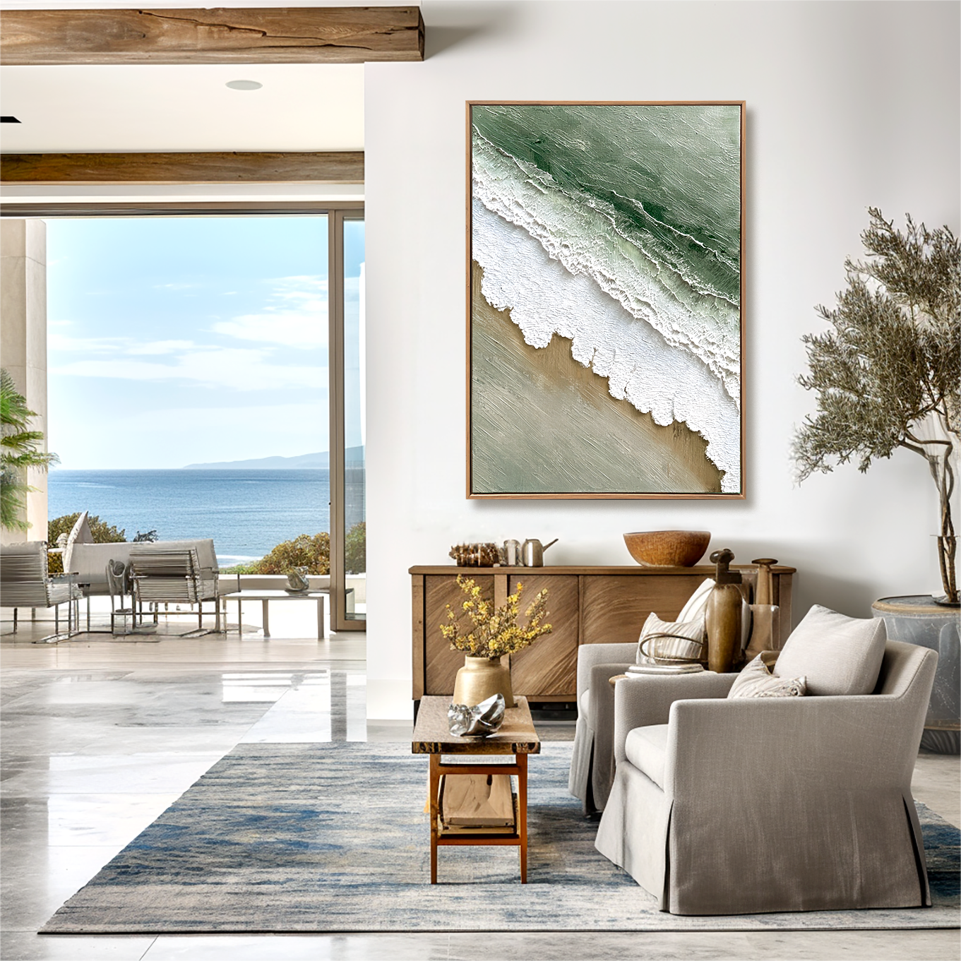 Tidal Serenity – Textured Ocean Wave Oil Painting on Canvas