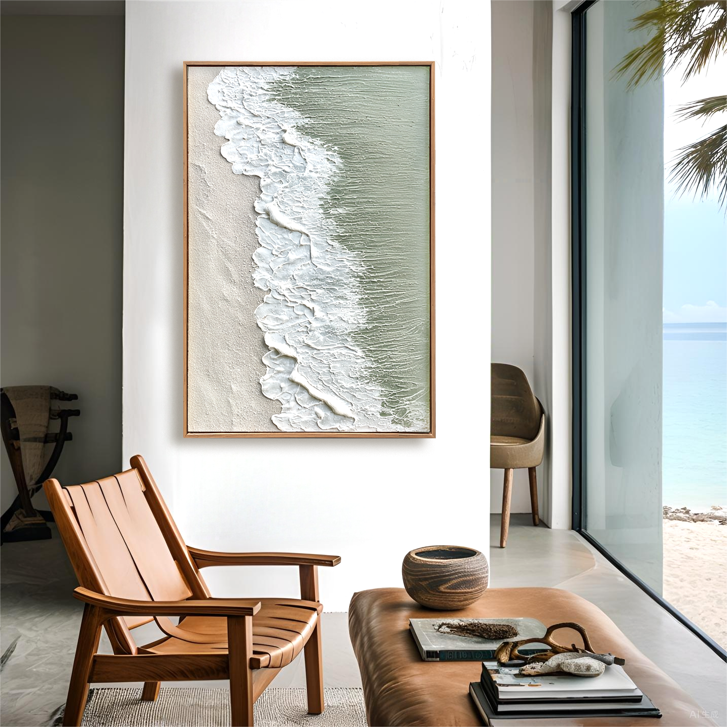 Gentle Shore – Textured Ocean Wave Oil Painting on Canvas