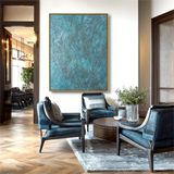 Aqua Stillness – Blue Textured Abstract Oil Painting on Canvas