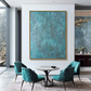 Aqua Stillness – Blue Textured Abstract Oil Painting on Canvas