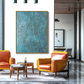 Aqua Stillness – Blue Textured Abstract Oil Painting on Canvas