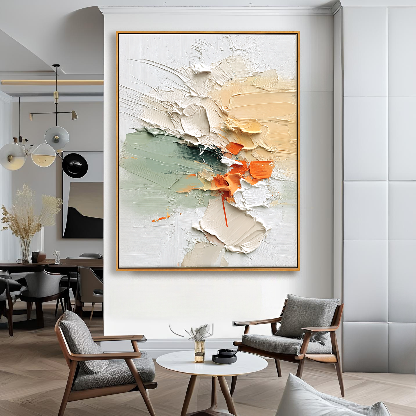 Sage Glow-Textured Abstract Painting