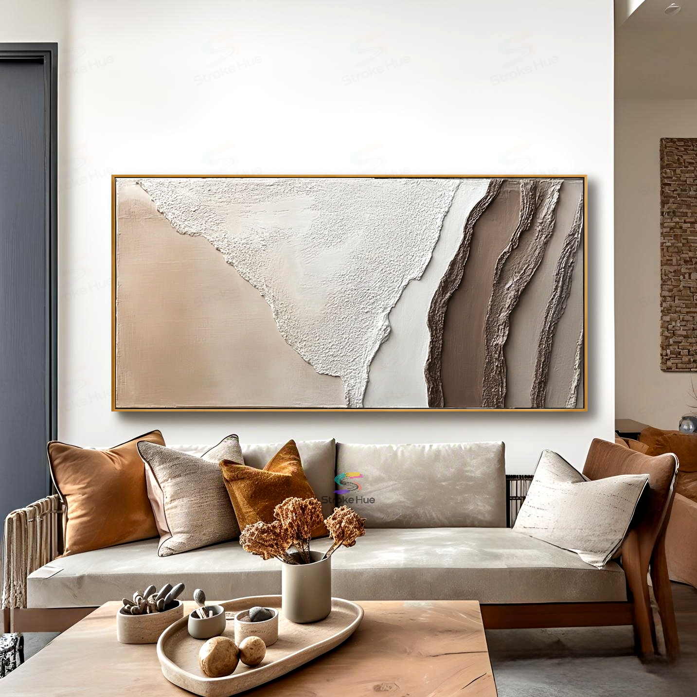Ivory Earth Veins-Textured Abstract Painting