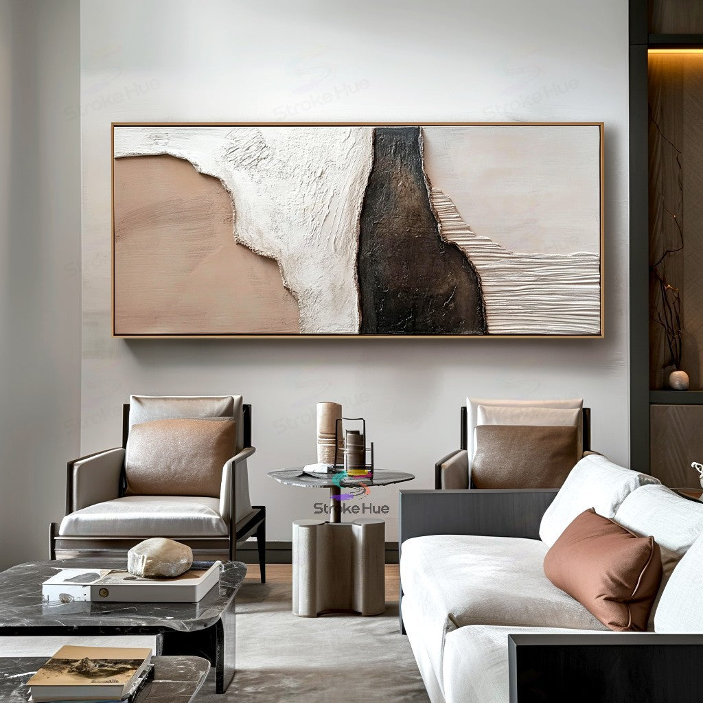 Ivory Earth Divide-Textured Abstract Painting