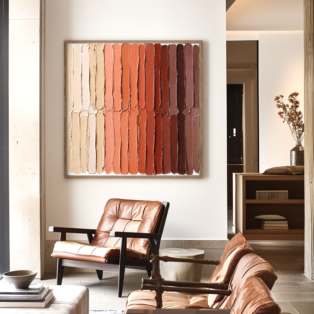 Clay Rhythm-Terracotta Stripe Painting