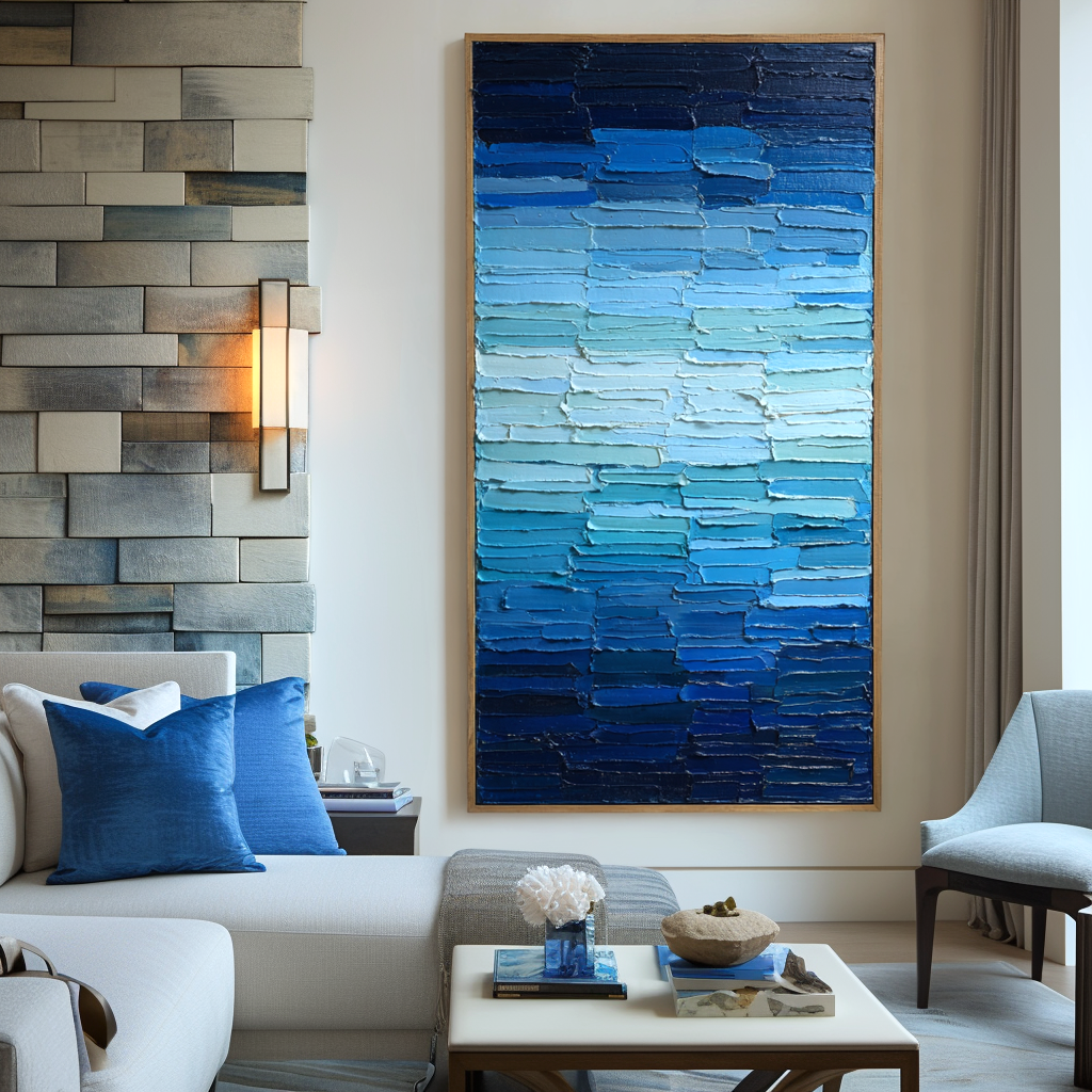Azure Layers-Blue Palette Knife Painting