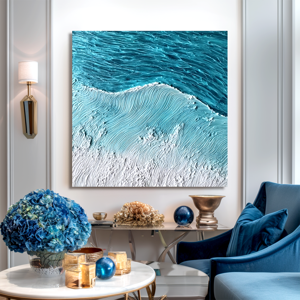 Sea Glass Current-Teal Wave Painting