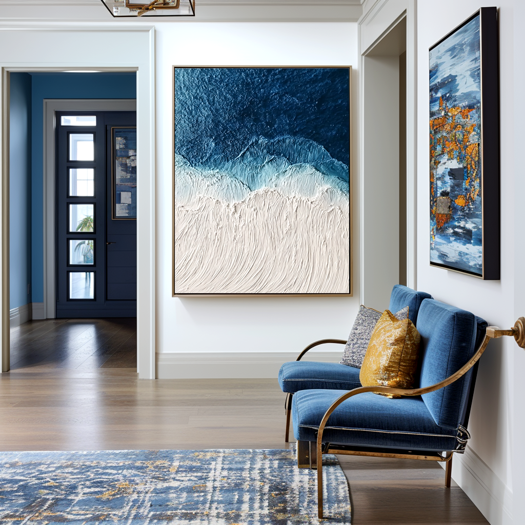 Arctic Ridge-Navy Blue Texture Painting