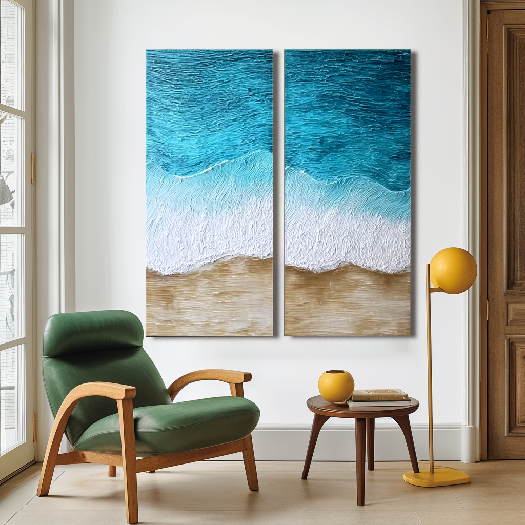 Lagoon Break-Ocean Diptych Painting
