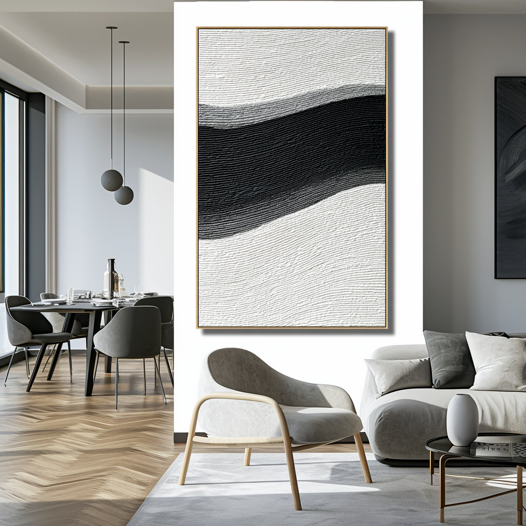 Night Current-Black Wave Painting