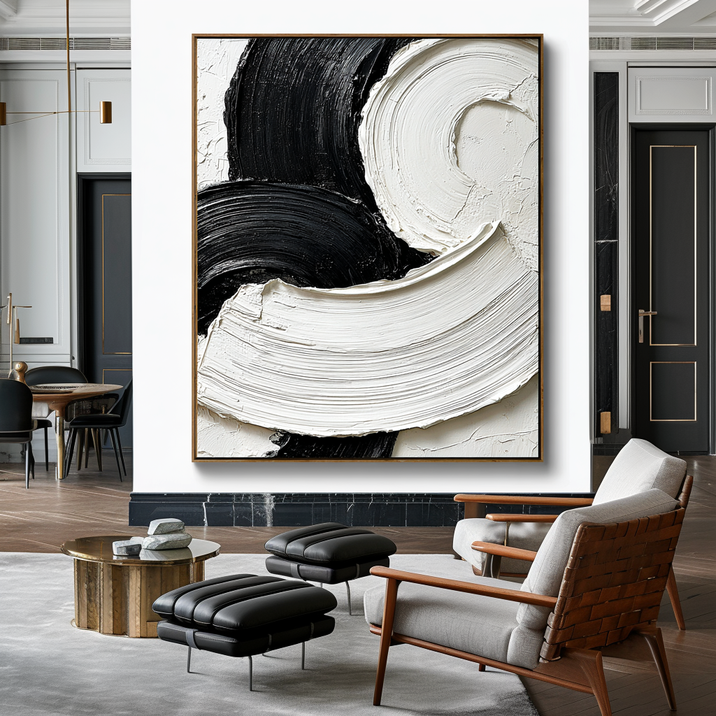Crescent Flow-Monochrome Arc Painting
