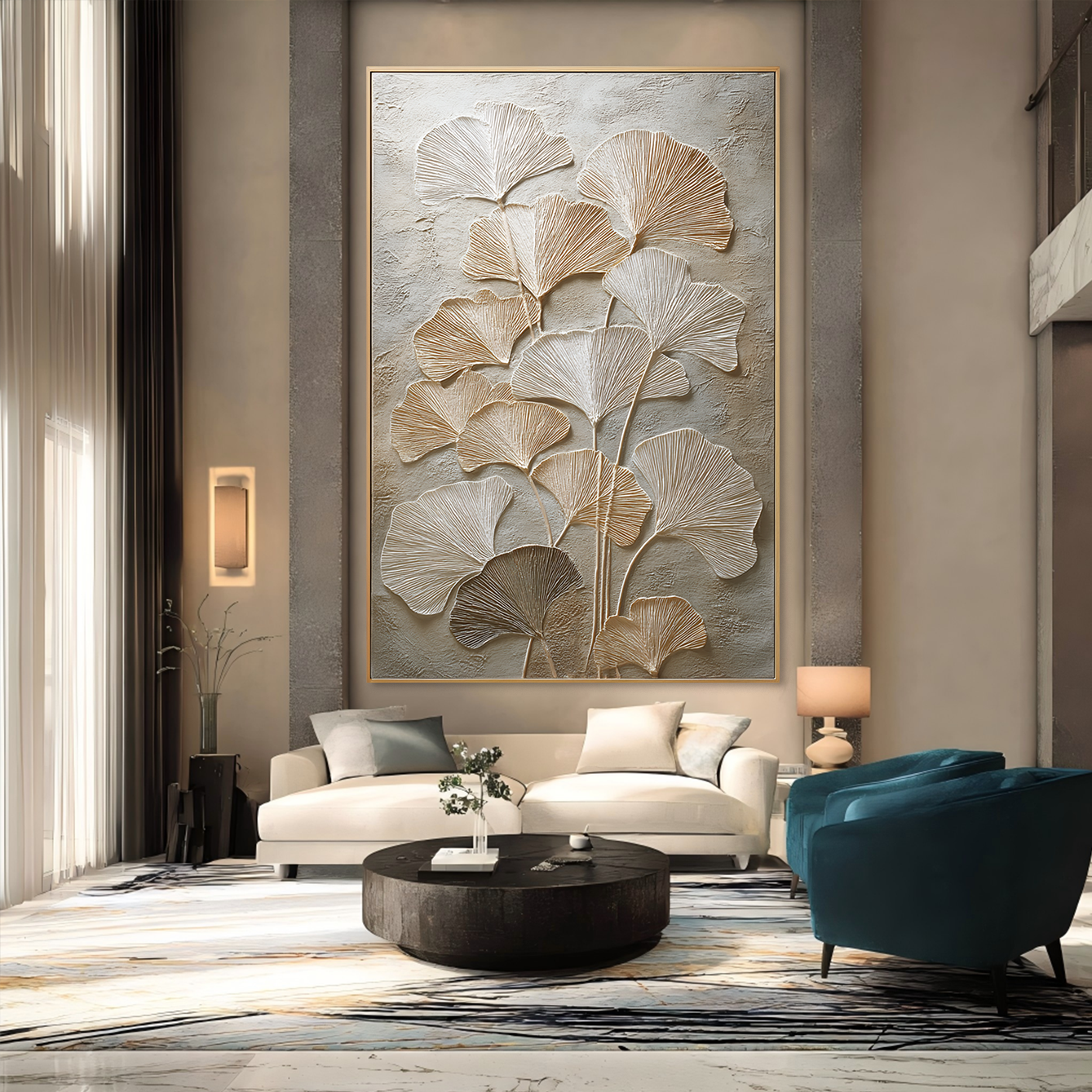 Golden Ginkgo-Botanical Relief Painting