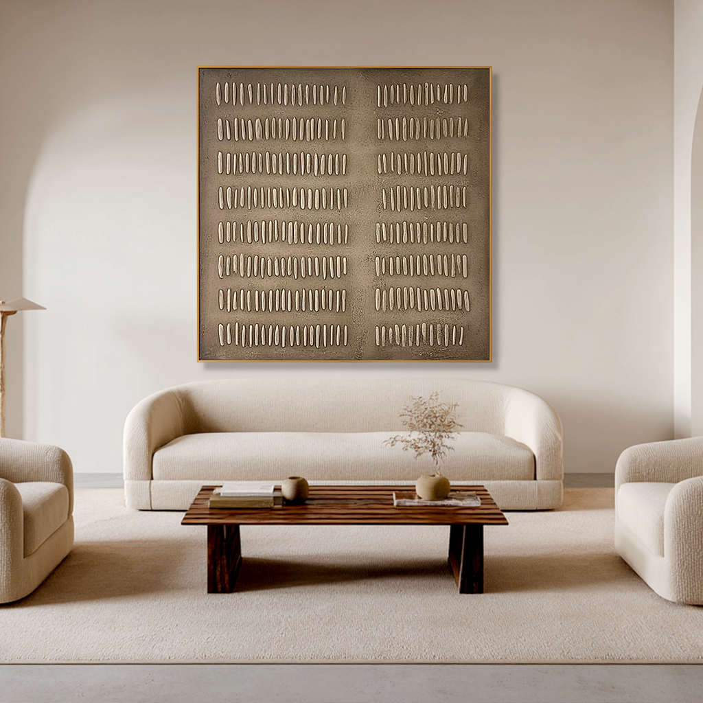Rhythmic Marks-Taupe Abstract Painting