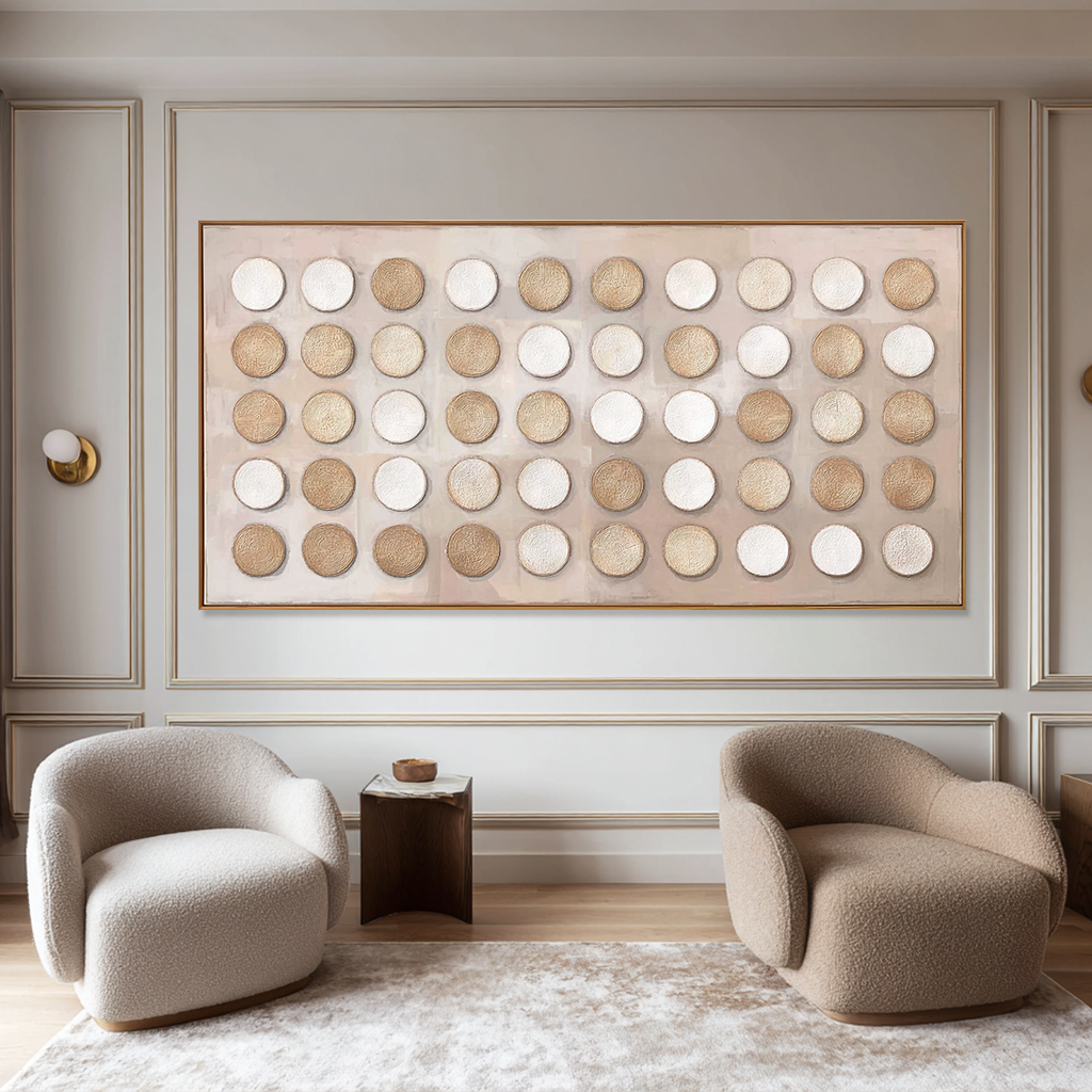 Golden Dots-Neutral Circle Painting
