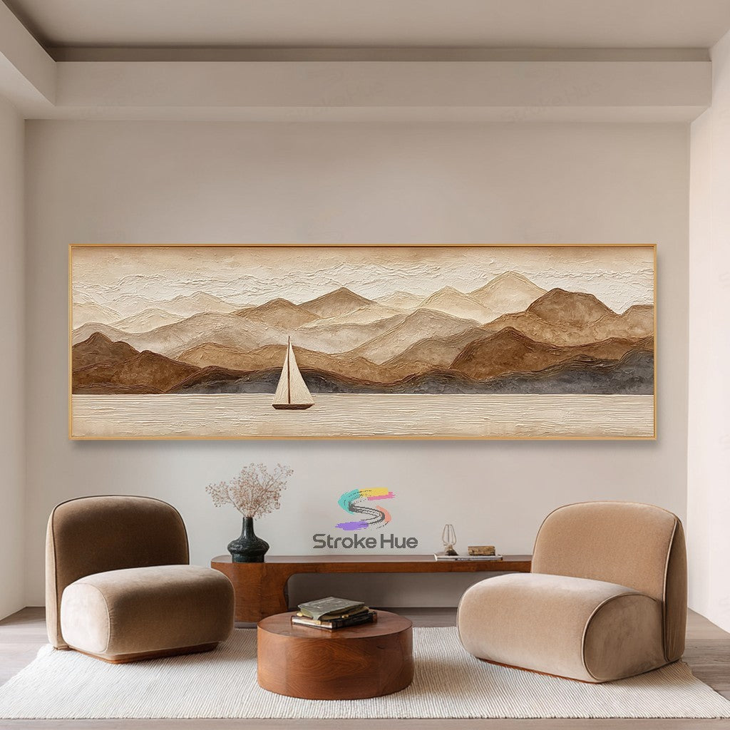 Misty Sail-Mountain Lake Painting