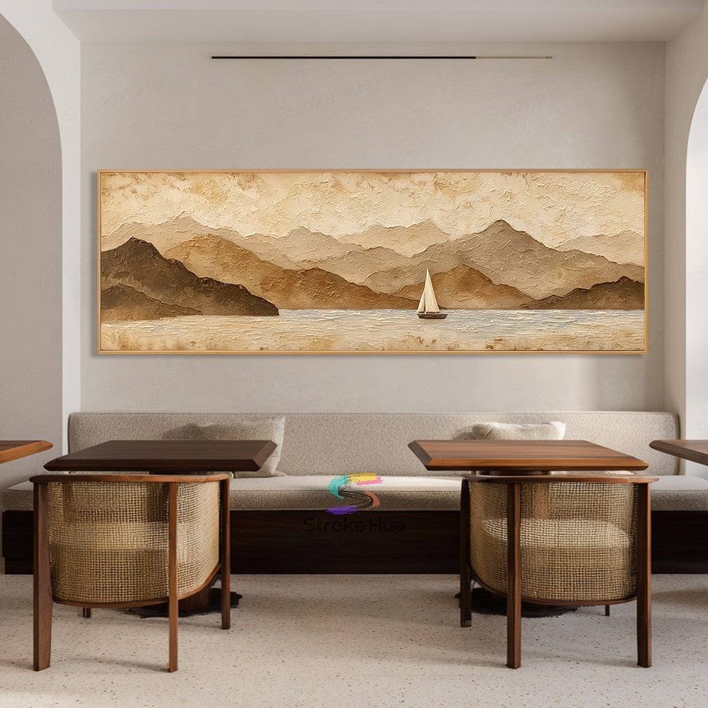 Golden Drift-Mountain Lake Painting