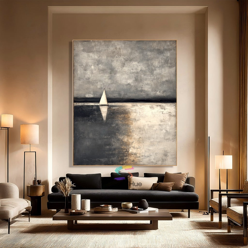 Moonlit Solitude-Sailboat Painting