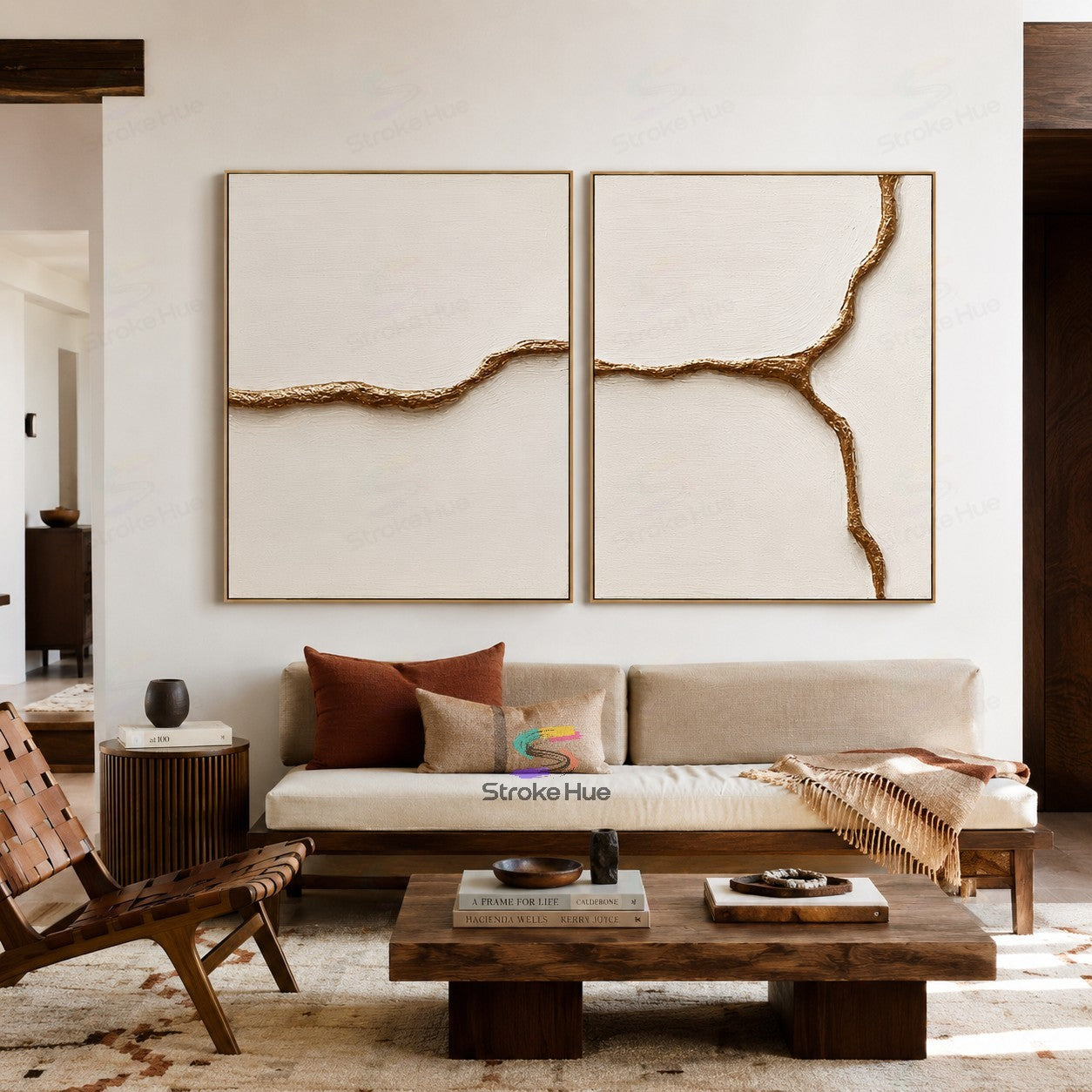 Gilded Branchline-Relief Diptych Painting
