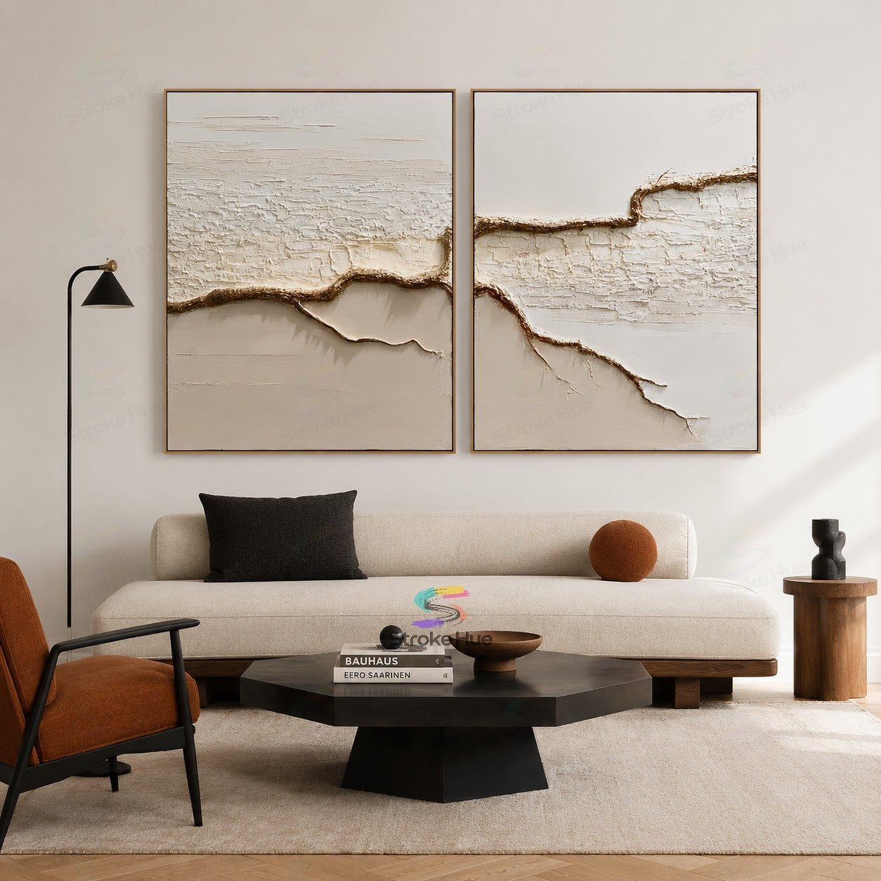 Earthen Trace-Relief Diptych Painting