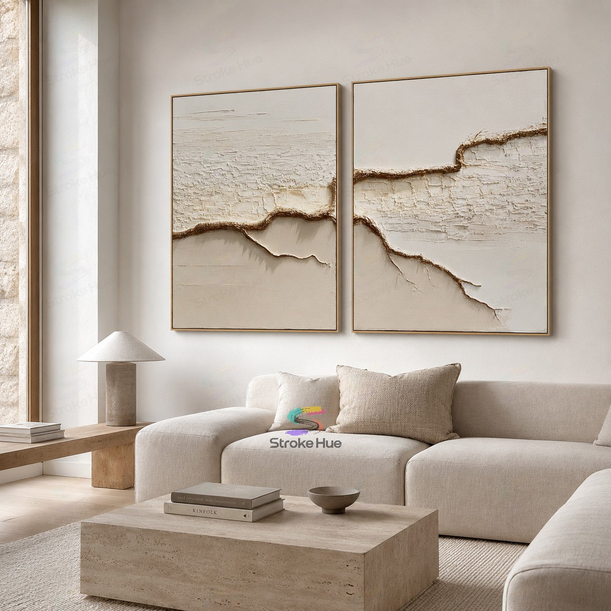 Earthen Trace-Relief Diptych Painting