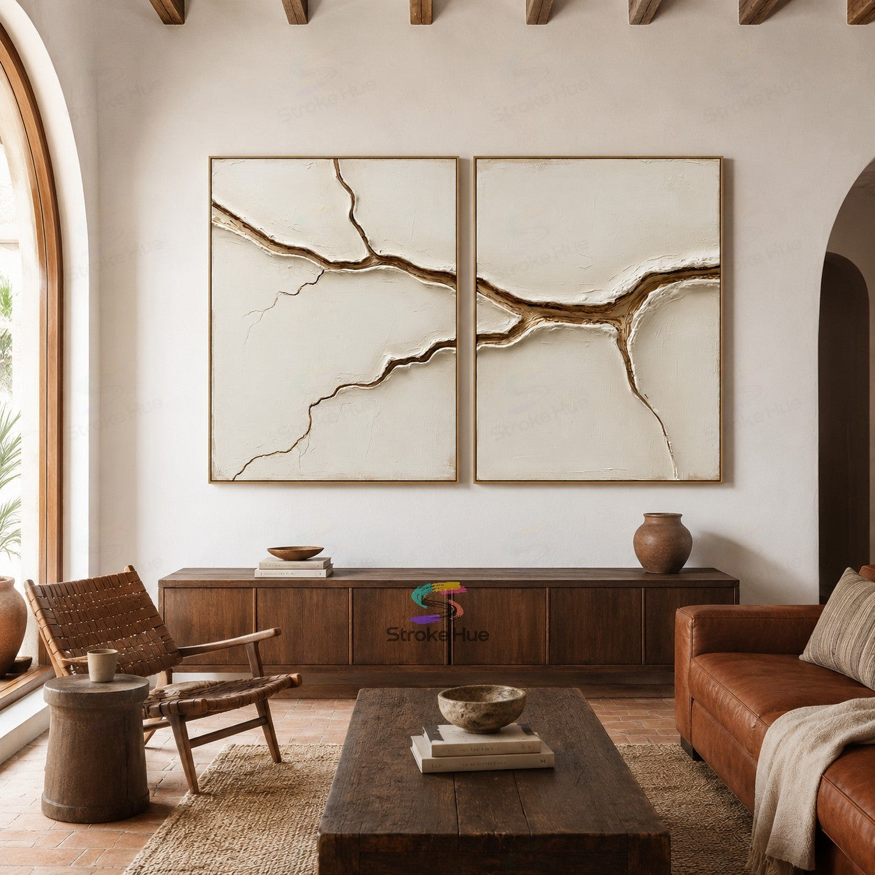Split Vein-Relief Diptych Painting