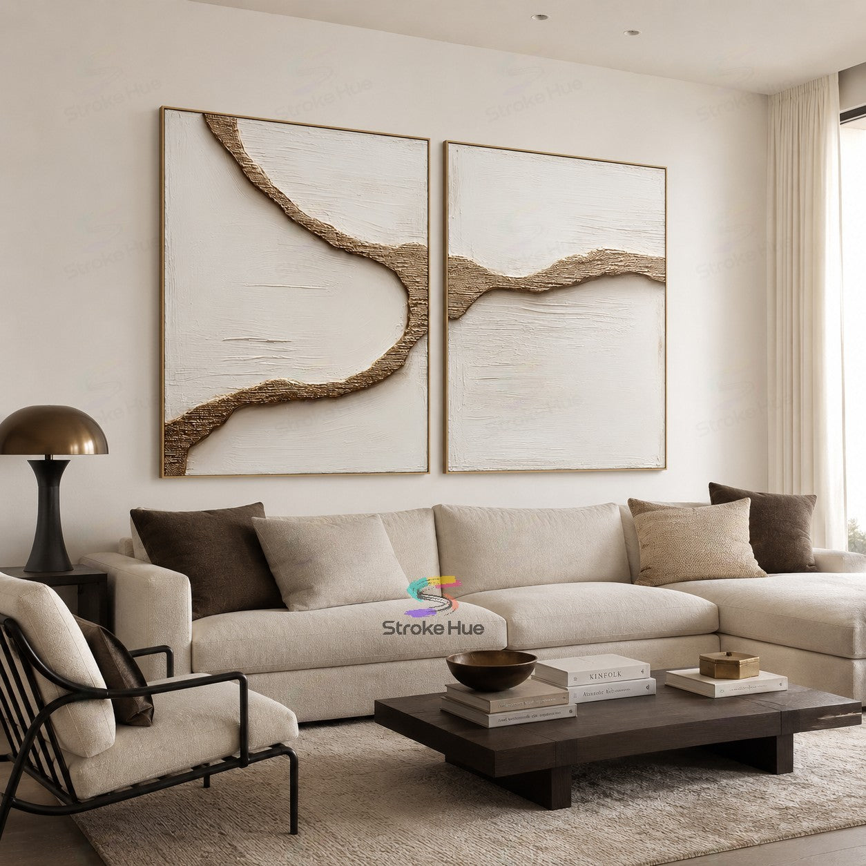 Bronze Shoreline-Relief Diptych Painting