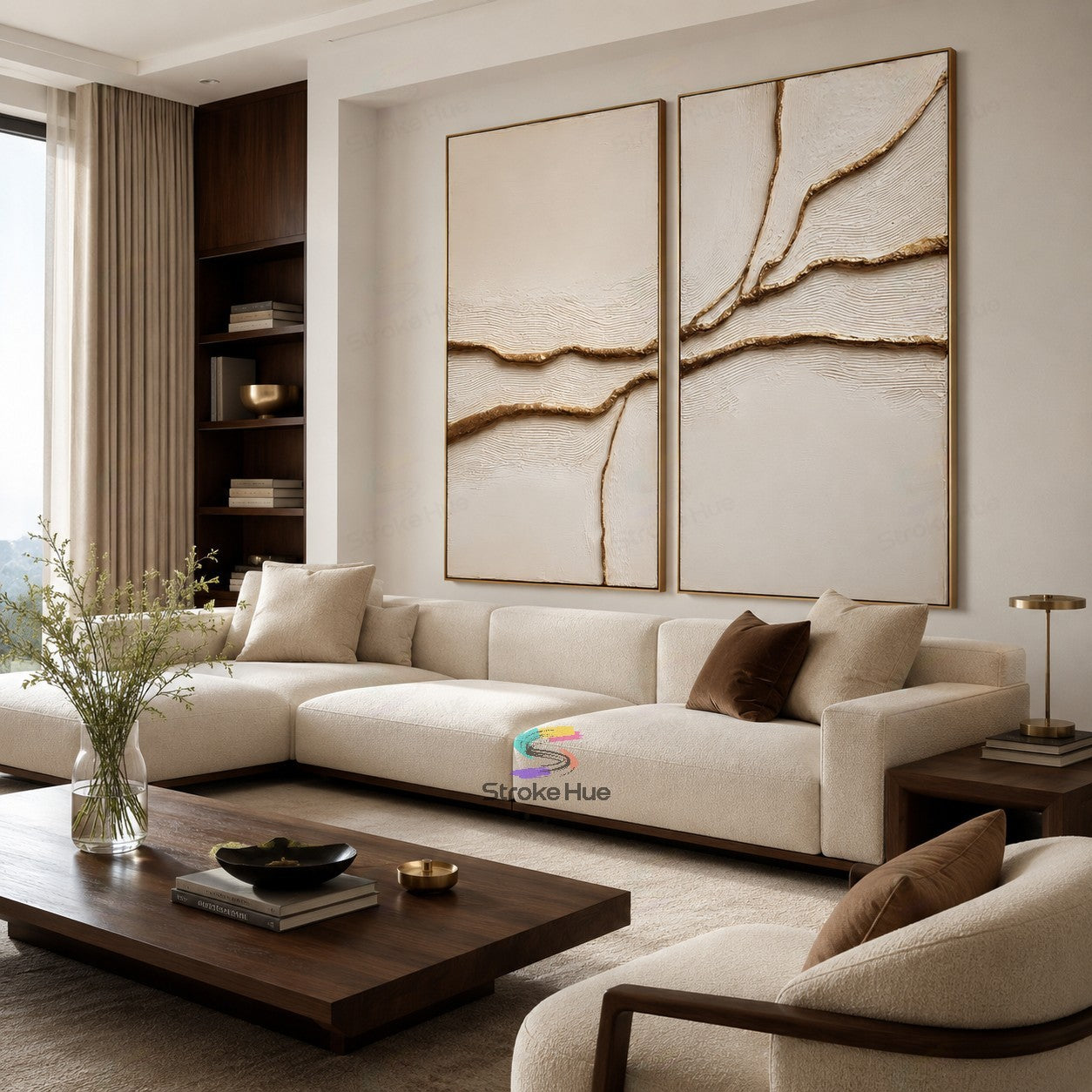 Gilded Tributary-Relief Diptych Painting