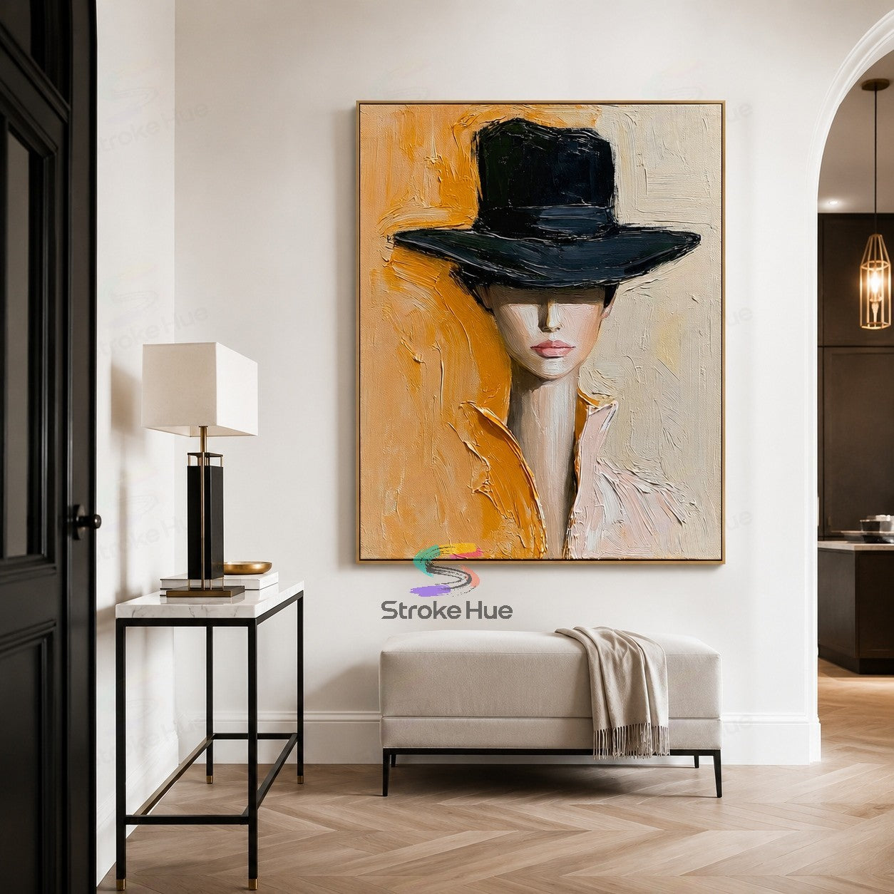 Golden Veil-Fashion Portrait Painting