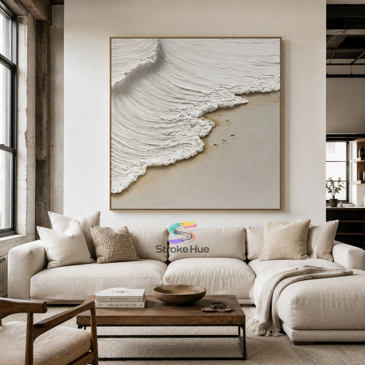 Tide Footprints-Relief Beach Painting