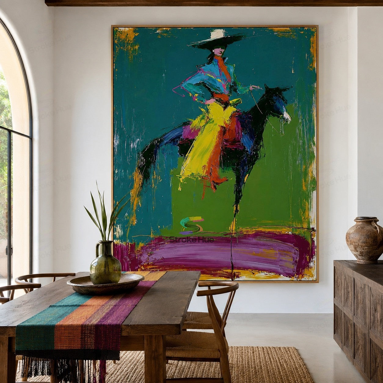 Teal Gallop-Western Rider Painting