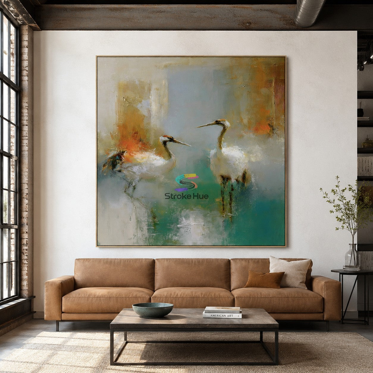 Misty Duet-Crane Painting