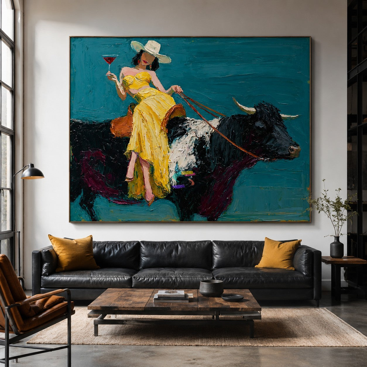 Golden Reins-Longhorn Bull Painting