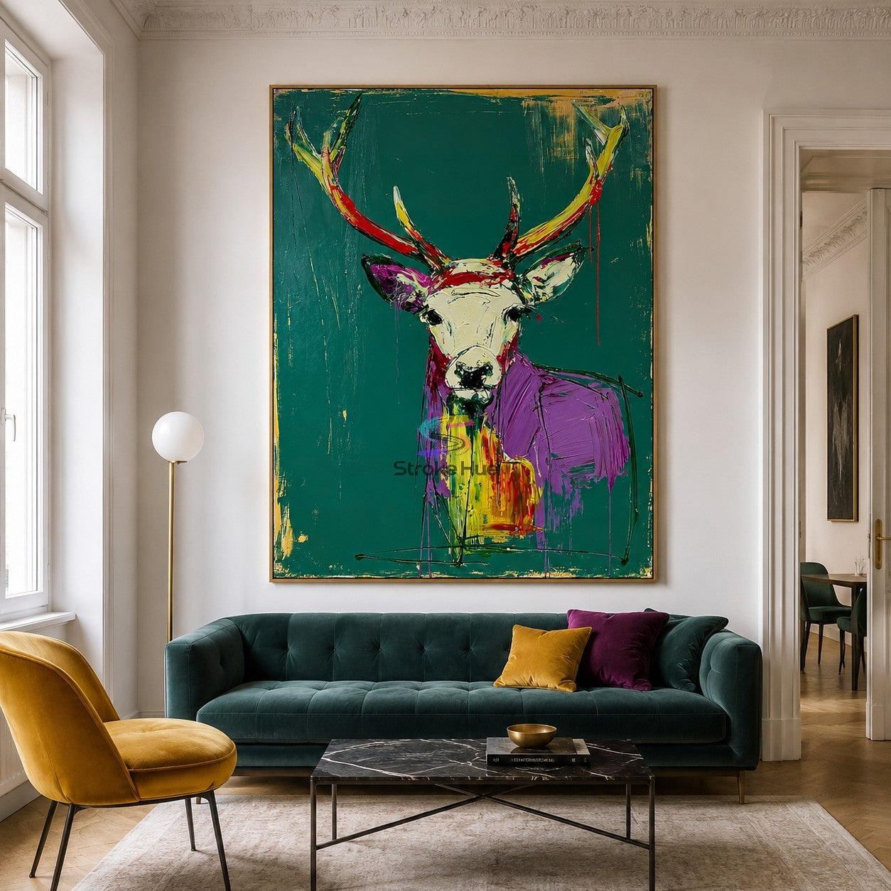Emerald Crown-Colorful Stag Painting